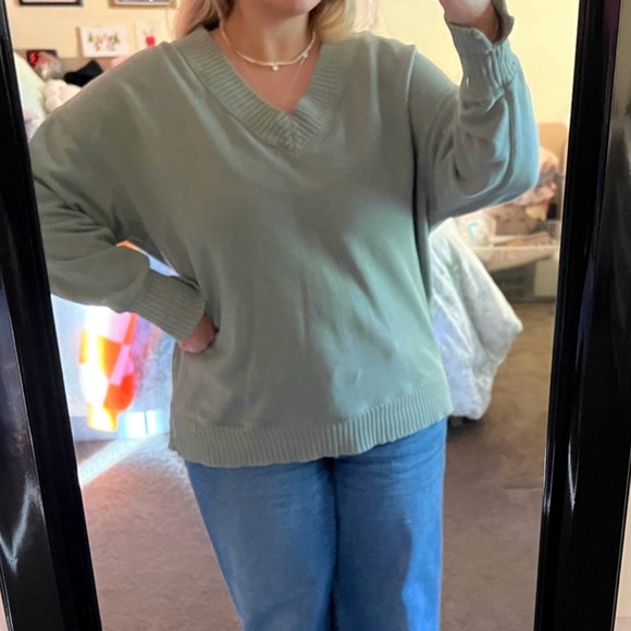 Sage Green Aerie Oversized Sweater - Picture 8 of 9